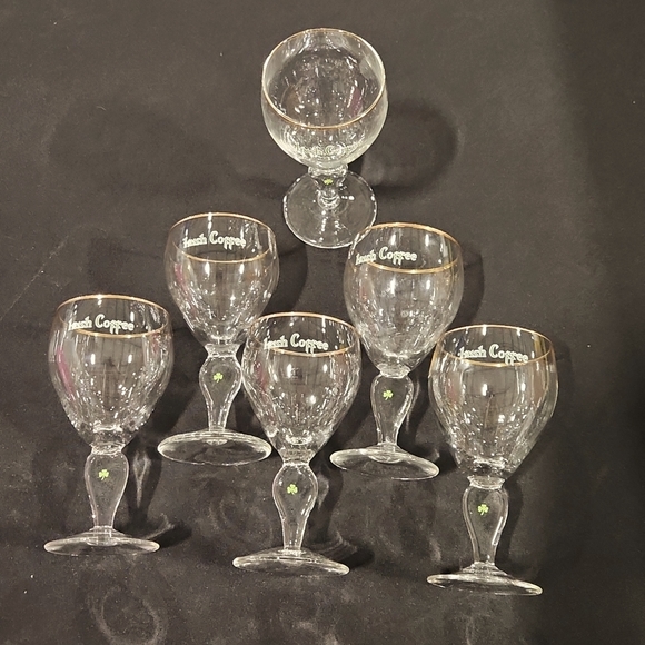 6 Irish coffee glass goblets 5 1/2" tall Vintage - Picture 1 of 6